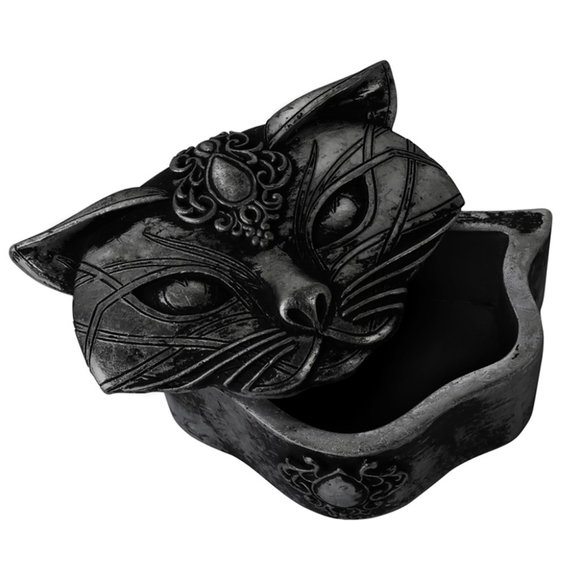 DISCONTINUED! Alchemy Gothic Sacred Cat Trinket Box Black NEW in Box - Picture 2 of 3